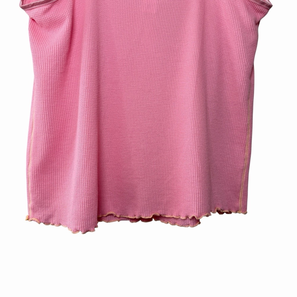 Vintage Y2K GAP Body Pink Waffle Knit‎ Lace Cami Top Medium Coquette - Picture 7 of 11